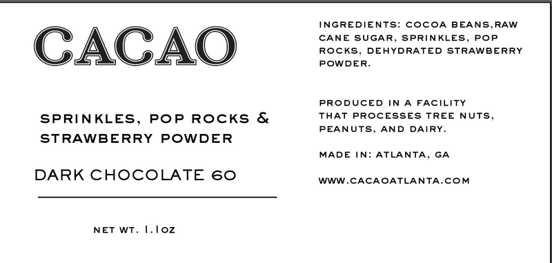 SPRINKLES | POP ROCKS | STRAWBERRY POWDER 60% DARK CHOCOLATE BAR