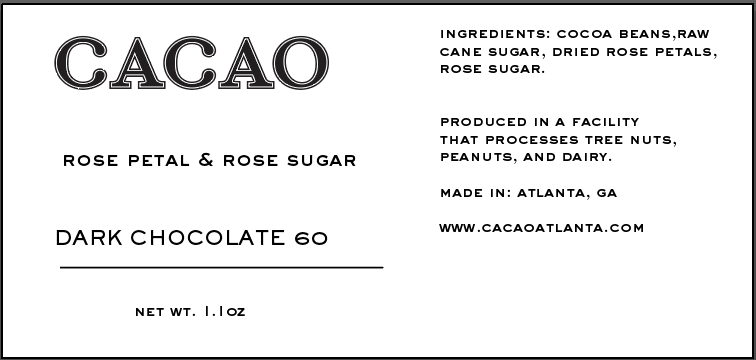 ROSE PETAL | ROSE SUGAR 60% DARK CHOCOLATE BAR