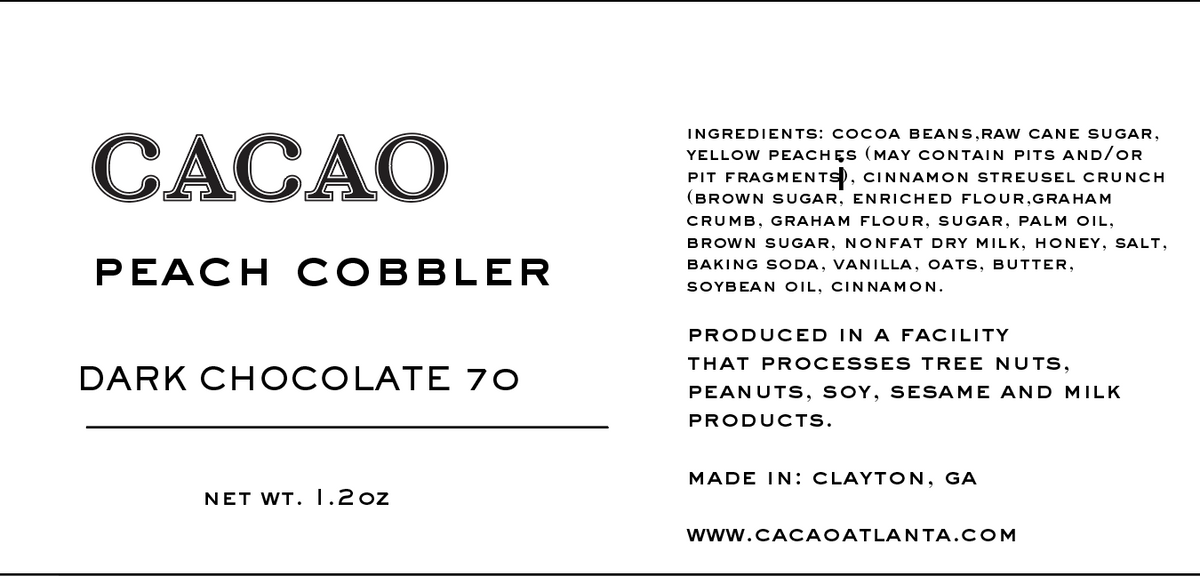 PEACH COBBLER 60% DARK CHOCOLATE BAR