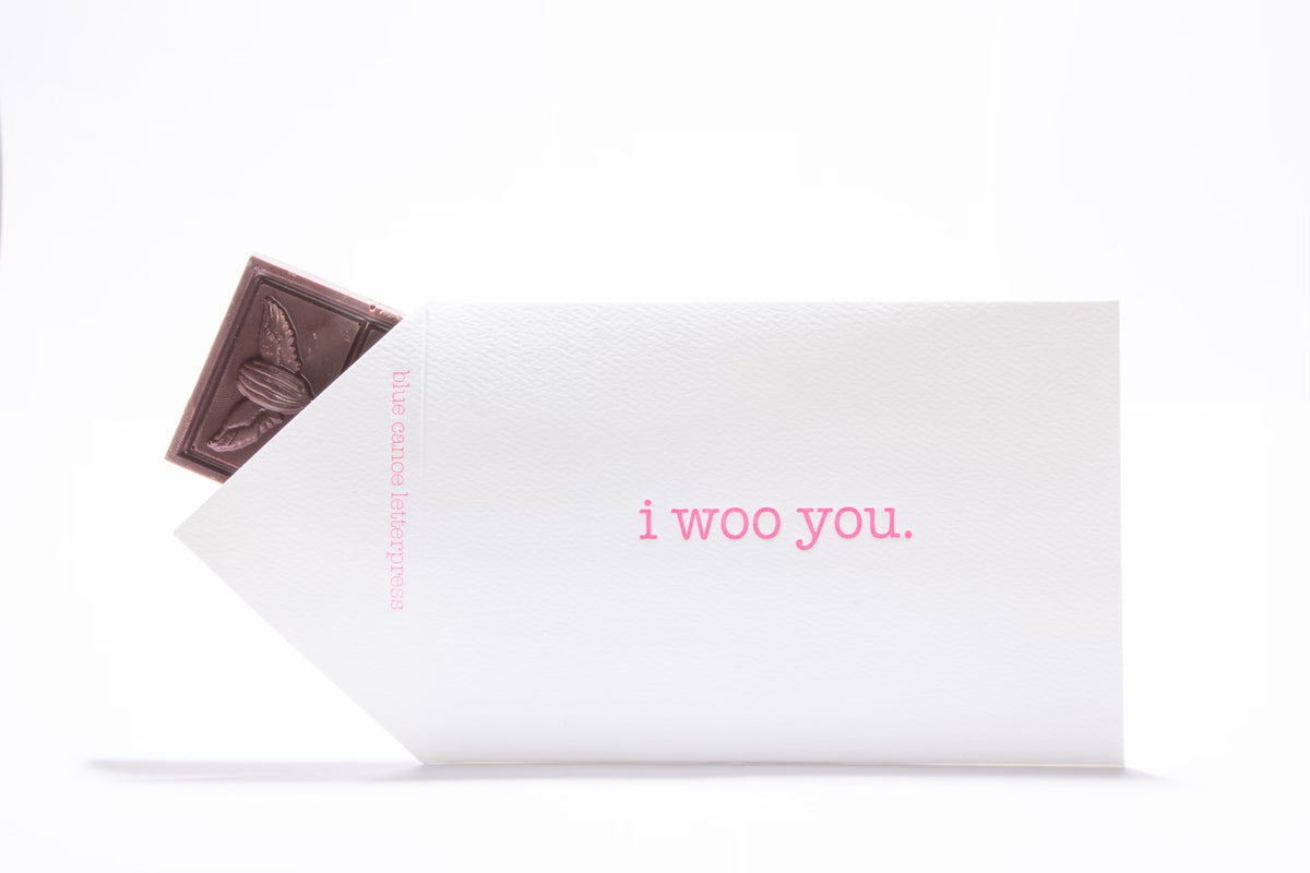 Letterpress Envelope of Love- "I woo you"